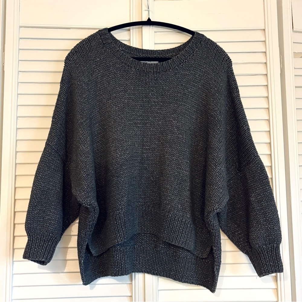 Adam Lippes Mako Cotton Gray Chunky Oversized Sweater Small